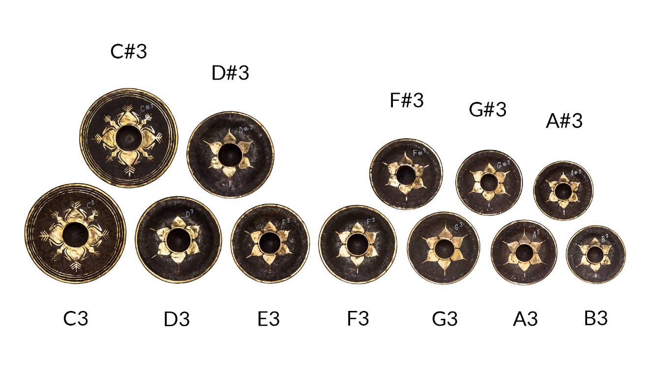 The Gong Shop Tuned Thai Gongs Tuned Thai Gongs Chromatic Set C3-B3