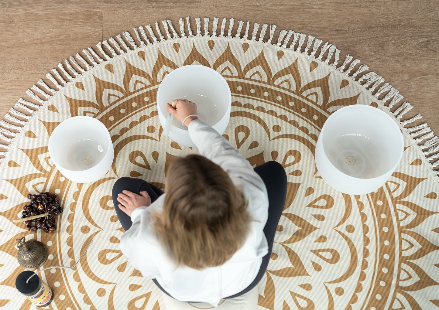 Meinl Meditation Rug, Vintage Gold | 78" Mandala Floral