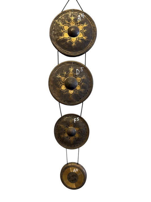 Burmese Tuned Gong Set - Set of 4 Gongs Harmonized in D minor