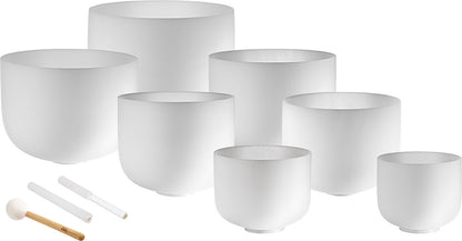 Meinl Sonic Energy 7-Piece Crystal Singing Bowl Chakra Set with mallets and silicone rods