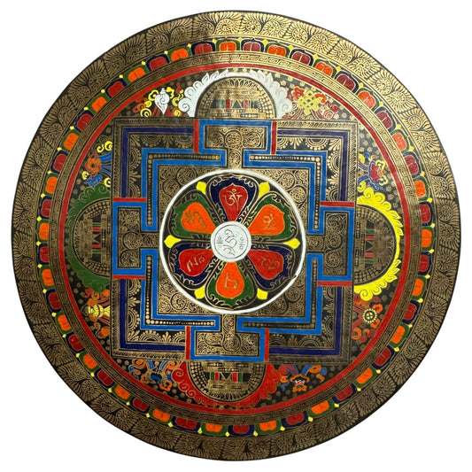 28" Nepalese Sri Yantra Gong Hand Painted