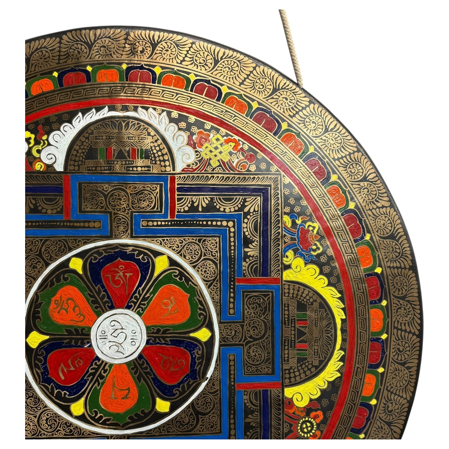 28" Nepalese Sri Yantra Gong Hand Painted