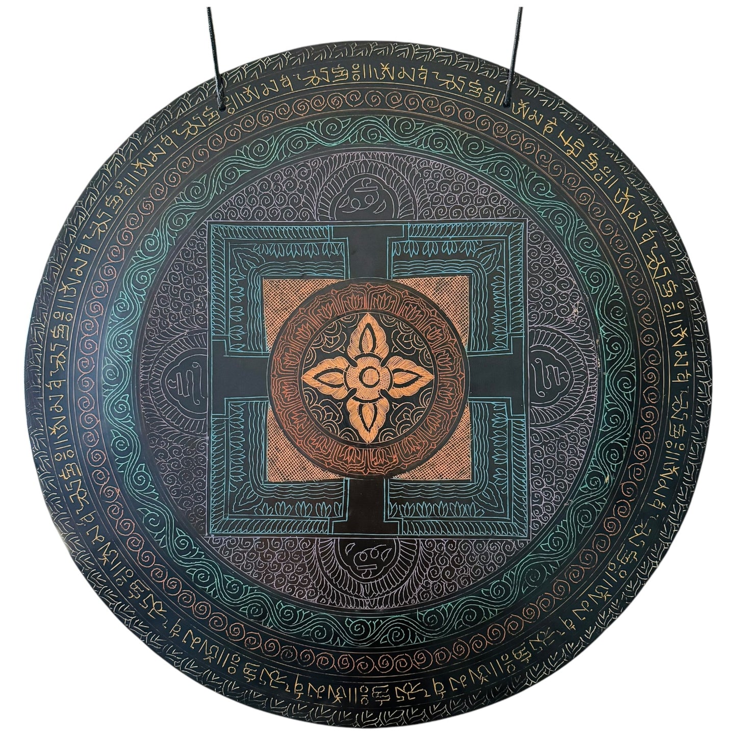 22" Indian Wind Gong - Color Etched