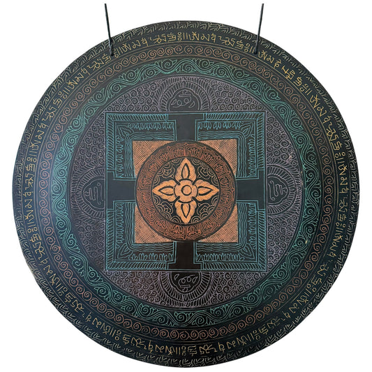 22" Indian Wind Gong - Color Etched