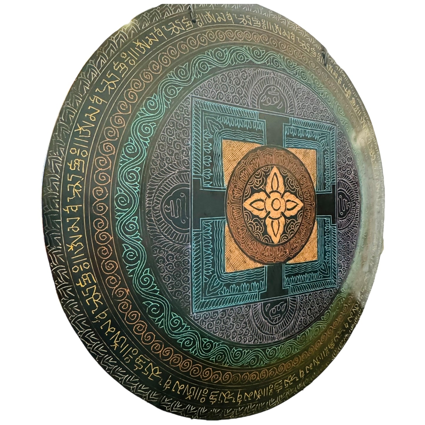 22" Indian Wind Gong - Color Etched