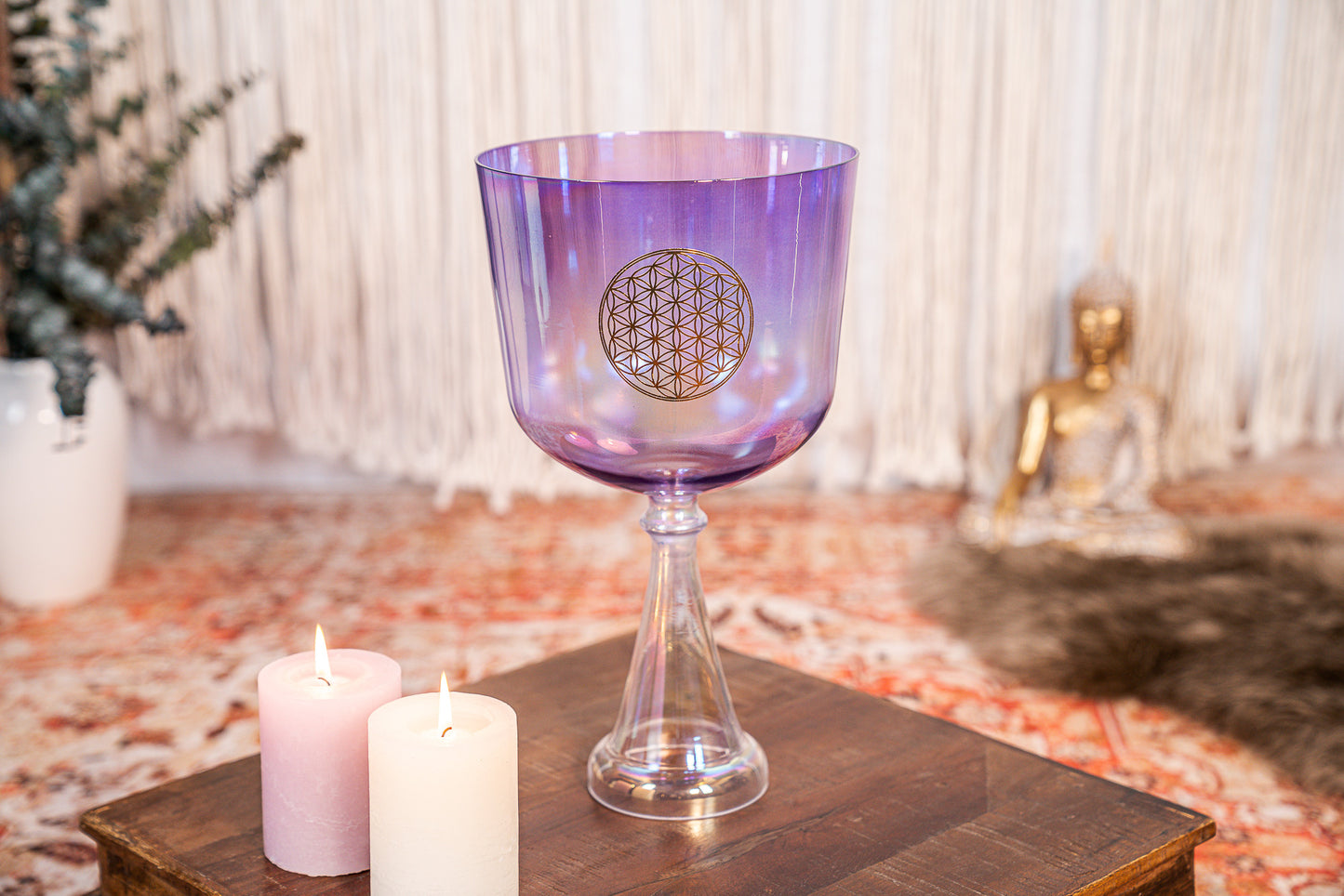Meinl Crystal Singing Chalice 8" Purple Flower of Life | Heart F3