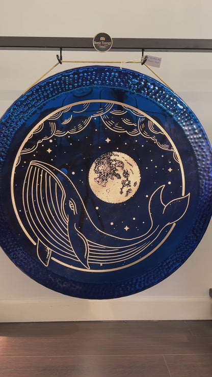 36" Whale Moon Gong - Deep Blue