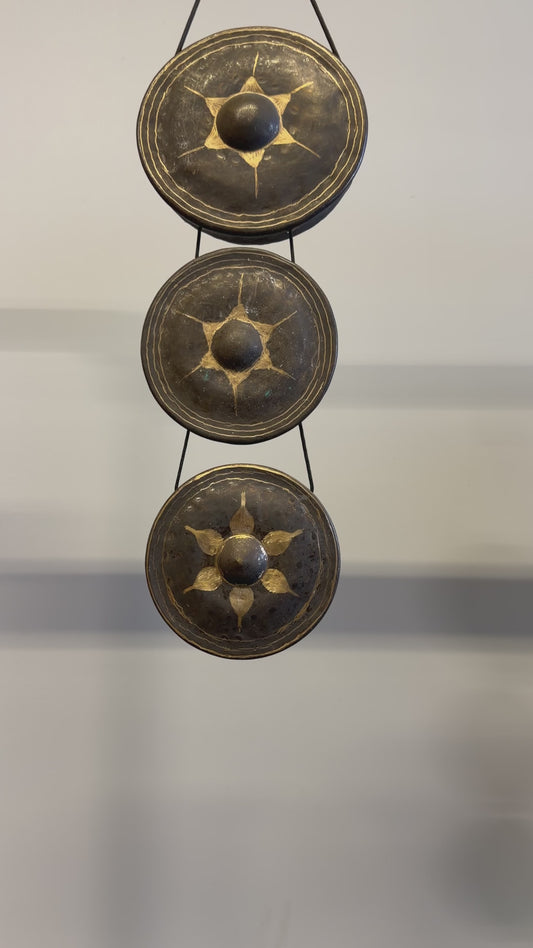 Burmese Tuned Gong Set - Set of 3 Gongs Harmonized in B minor