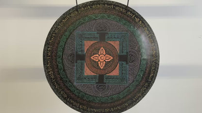 22" Indian Wind Gong - Color Etched