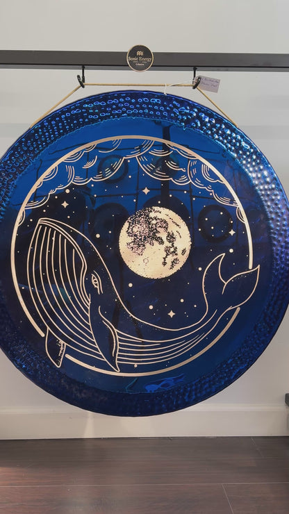 36" Whale Moon Gong - Deep Blue