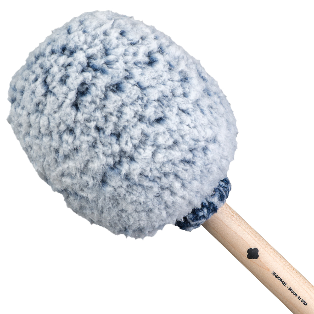 Sela SEGOM2L gong mallet head detail, frosted blue sherpa fleece