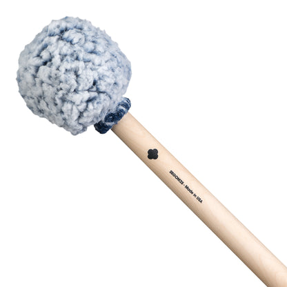 Sela SEGOM2S gong mallet head detail, frosted blue sherpa fleece