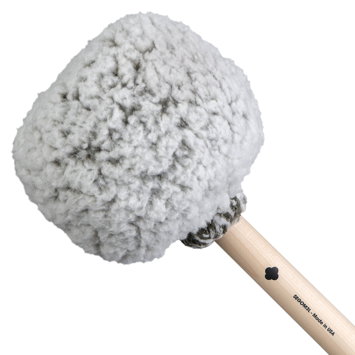 Sela SEGOM3L gong mallet head detail, frosted olive sherpa fleece