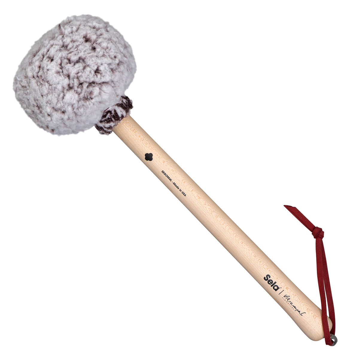 Sela SEGOM4L Vikrampal Deep Resonance Large gong mallet, frosted wine head with maple handle