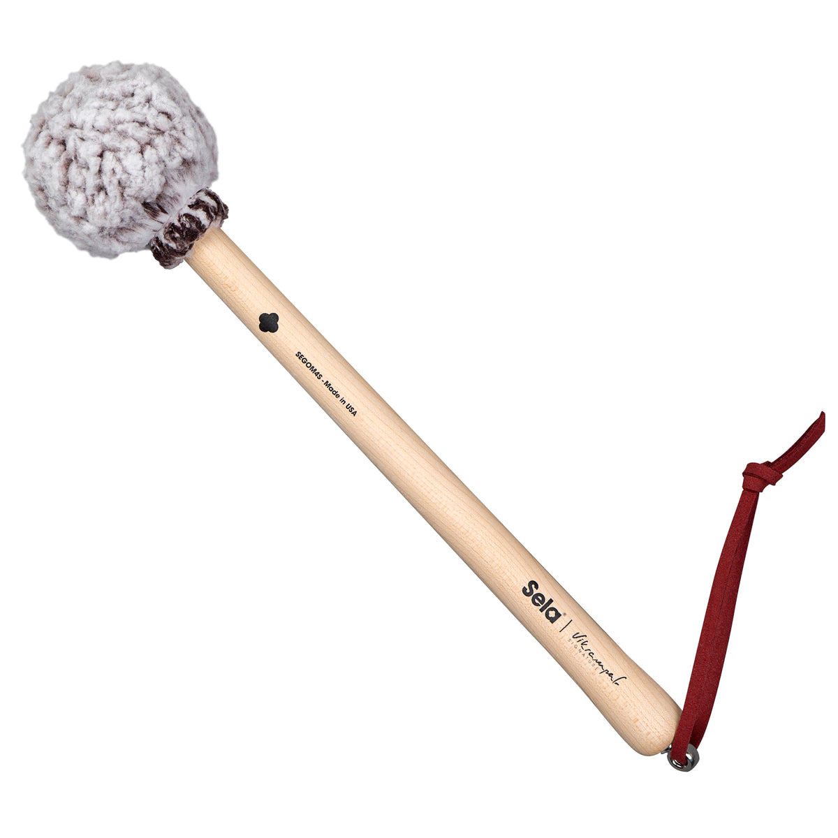 Sela SEGOM4S Vikrampal Deep Resonance Small gong mallet, frosted wine head with maple handle