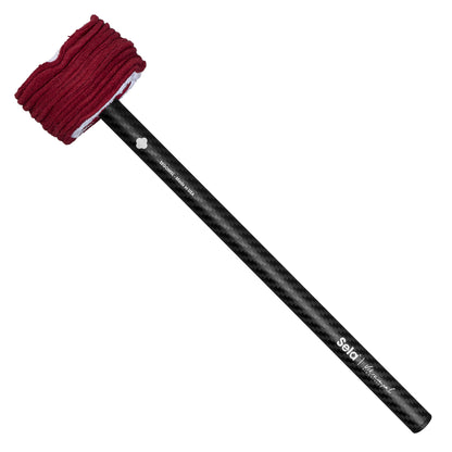 Sela SEGOM5L Vikrampal Fine Touch Soft Large gong mallet, burgundy flat head with carbon fibre handle