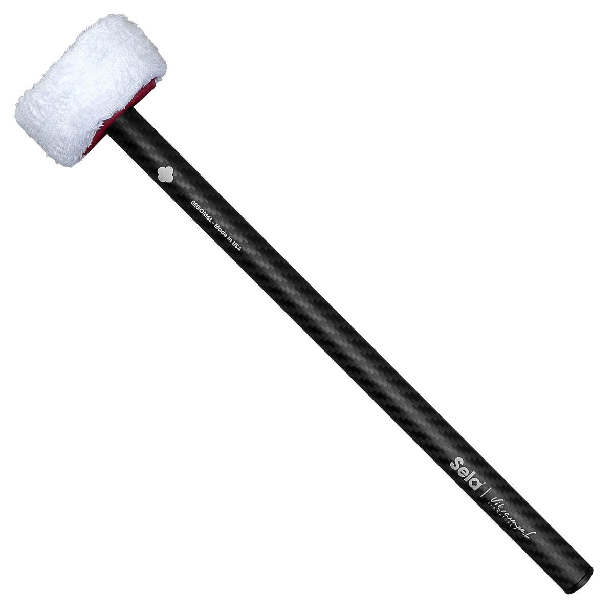 Sela SEGOM6L Vikrampal Fine Touch Hard Large gong mallet, natural flannel flat head with carbon fibre handle