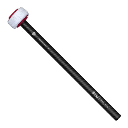 Sela SEGOM6M Vikrampal Fine Touch Hard Medium gong mallet, natural flannel flat head with carbon fibre handle